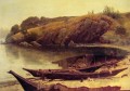 Canoes Albert Bierstadt Landscapes brook